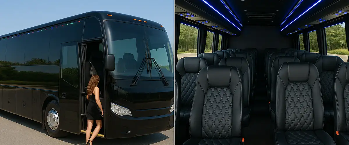 party bus in interior and exterior pics