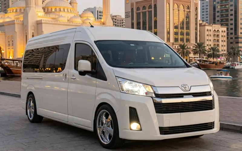 14 and 15 seater car rent in Sharjah - Toyota Hiace High Roof Mercedes Vito